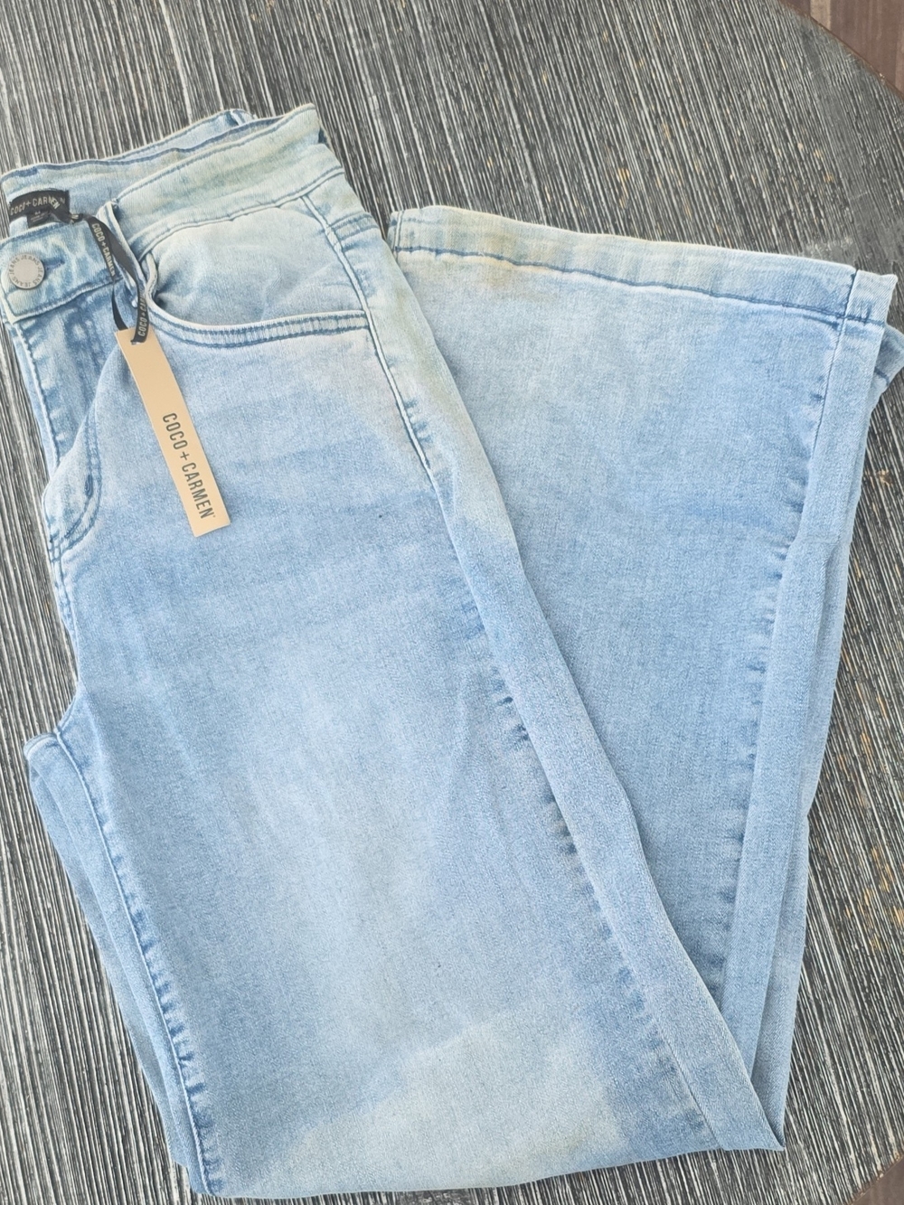 Coco + Carmen Pale Blue Wide Leg Jeans